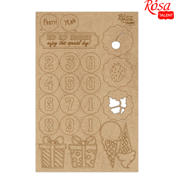 Chipboard for scrapbooking "Cake delicious" 3 fiberboard 12.8x20 cm ROSA TALENT