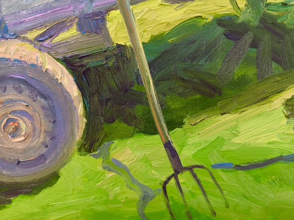 Painting Haymaking, artist Nina Lytvyn