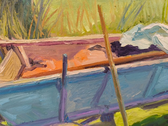 Painting Haymaking, artist Nina Lytvyn