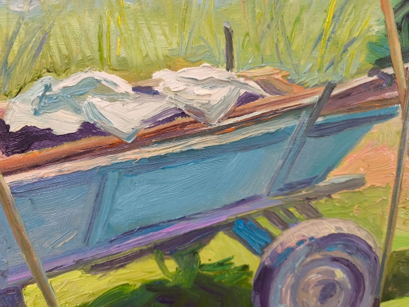 Painting Haymaking, artist Nina Lytvyn