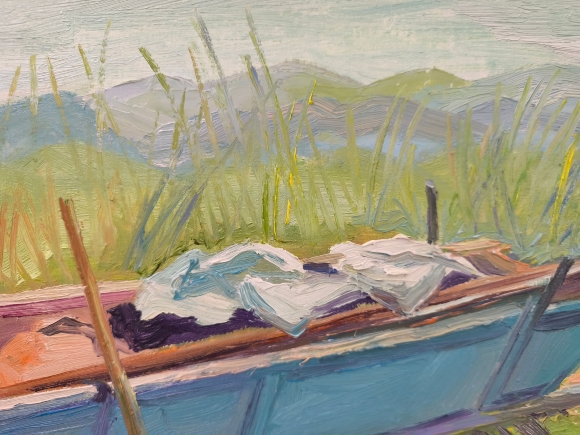 Painting Haymaking, artist Nina Lytvyn
