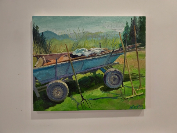 Painting Haymaking, artist Nina Lytvyn