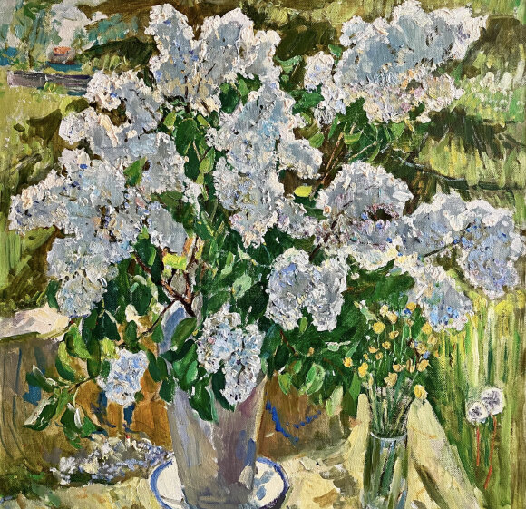 Painting White lilacs, artist Kokin Mikhail - sold