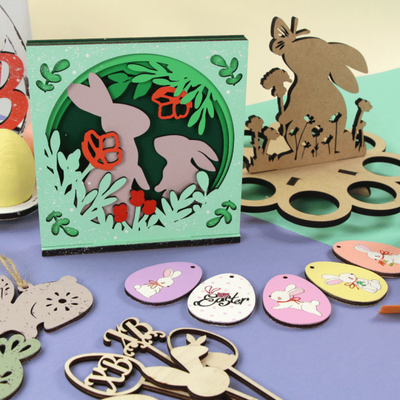 3D composition on a stand "Bunny" No. 2 fiberboard 15x2x16 cm ROSA TALENT