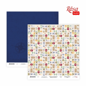 Бумага для скрапбукинга „Make your journey“ 1 двухсторонняя 30,48х30,48см 200г/м2 ROSA TALENT Бумага для скрапбукинга „Make your journey“ 1 двухсторонняя 30,48х30,48см 200г/м2 ROSA TALENT