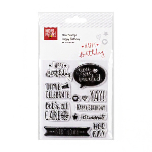 Набор акриловых штампов Happy Birthday 1×1 см - 5×3,5 см 12 шт Knorr Prandell