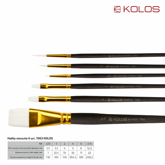 Набор кистей KOLOS 7063