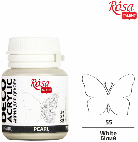 Акрил для декора Белый (72) перламутр 20 мл ROSA Talent
