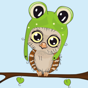 Полотно на картоне с контуром Совенок 20х20 хлопок акрил Arteo