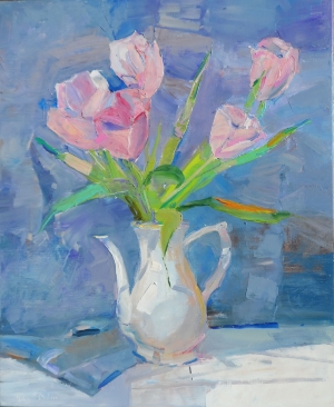 Painting Tulips, artist Yegor Dulin