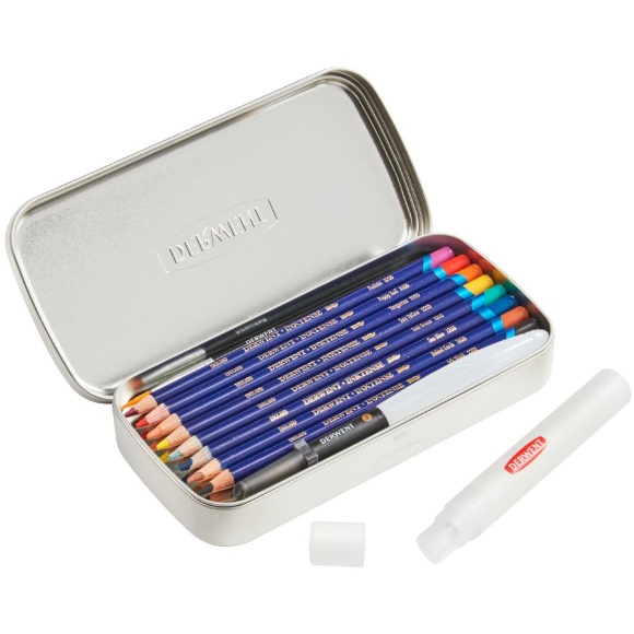 Набор чернильных карандашей Inktense Wash Set в металлическом пенале Derwent
