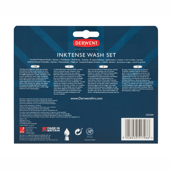 Набор чернильных карандашей Inktense Wash Set в металлическом пенале Derwent