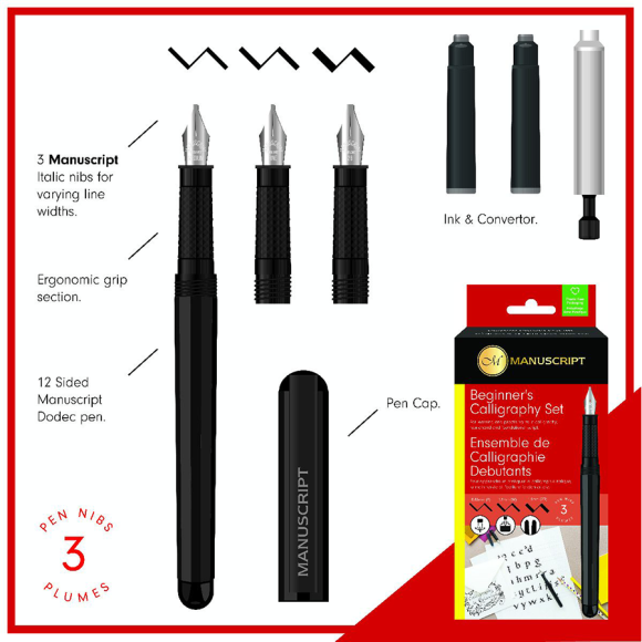 Набір для каліграфії Beginner's Calligraphy Set (авторучка 3 пера конвертера) Manuscript