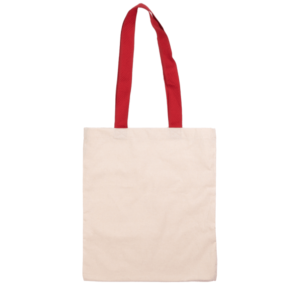 Cotton bag 38x42cm, red handle 70cm, unbleached cotton 220 g/m2, ROSA Talent