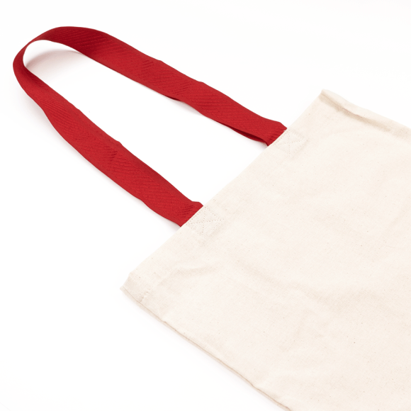 Cotton bag 38x42cm, red handle 70cm, unbleached cotton 220 g/m2, ROSA Talent
