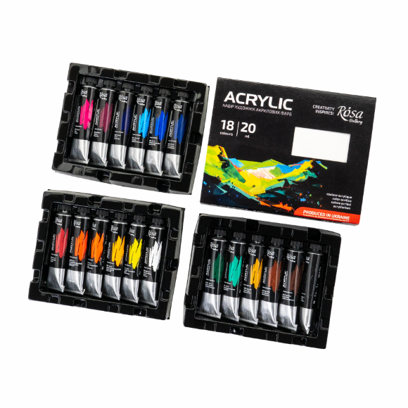 Набор акриловых красок 18х20мл блистер ROSA Gallery