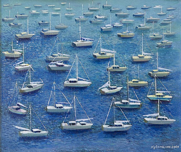 Painting Cove, yachts, artist Kuzmenko Victor - sold