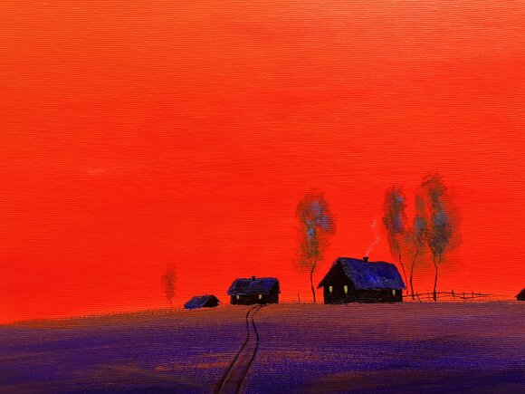 Картина Перший сніг ввечері, художник Кузьменко Ігор Картина Перший сніг ввечері, художник Кузьменко Ігор