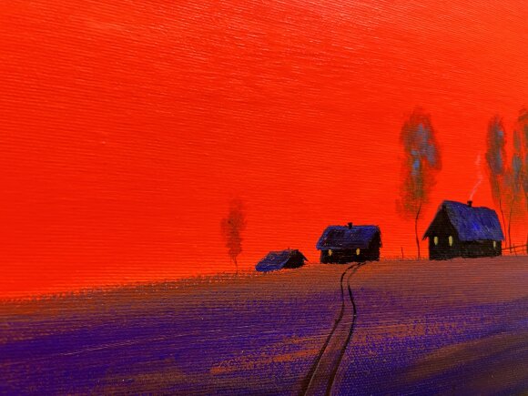 Картина Перший сніг ввечері, художник Кузьменко Ігор Картина Перший сніг ввечері, художник Кузьменко Ігор