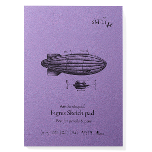 Блокнот-склейка для эскизов AUTHENTIC (Ingres) А4 130г/м2 30л белая бумага с добавлением хлопка SM-LT Art