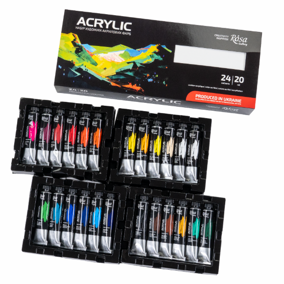 Набор акриловых красок 24х20мл блистер ROSA Gallery