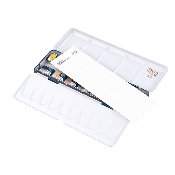 Набор акварельных красок PORTRAIT металлический пенал Индиго 14цв. х 2,5мл кювета ROSA Gallery