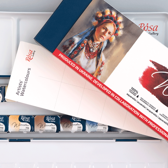 Набор акварельных красок PORTRAIT металлический пенал Индиго 14цв. х 2,5мл кювета ROSA Gallery
