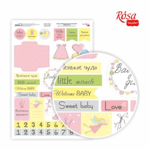 Бумага дизайнерская односторонняя„Sweet Girl“ 9 21х29,7см глянцевая 250г/м2 ROSA TALENT