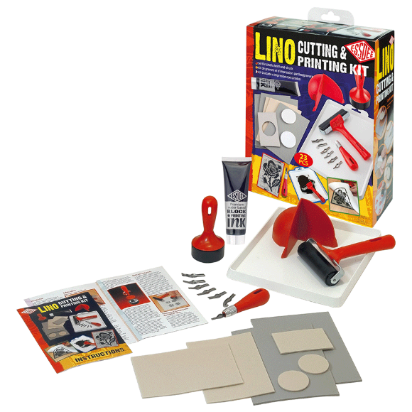 Набор для линогравюры: валик, 5 резцов, линолеум, краска, ESSDEE Набор для линогравюры: валик, 5 резцов, линолеум, краска, ESSDEE