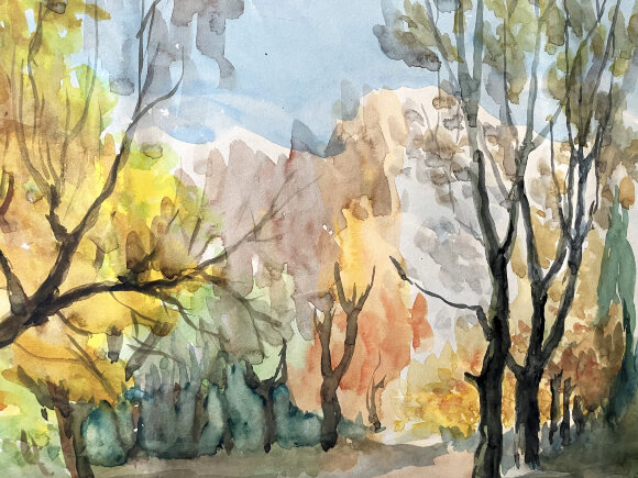 Watercolor Walk in the Woods, unknown artist Watercolor Walk in the Woods, unknown artist