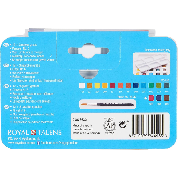 Набор акварельных красок VAN GOGH Pocket box 12цв