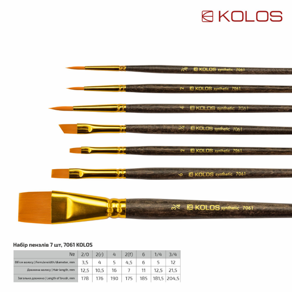 Набор кистей KOLOS 7061