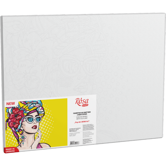 Полотно на картоне с контуром Pop Art WOW 1 30х40 хлопок акрил ROSA START Полотно на картоне с контуром Pop Art WOW 1 30х40 хлопок акрил ROSA START
