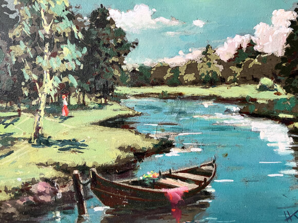 Картина Біля річки, художник Кізенко Нестор Картина Біля річки, художник Кізенко Нестор