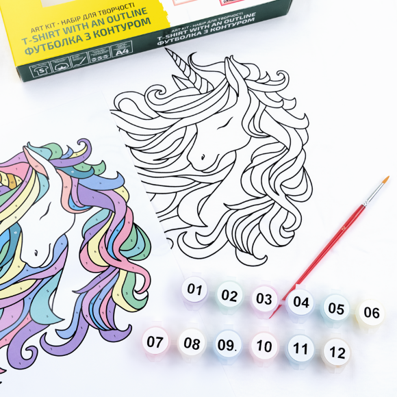Набор футболка-раскраска Unicorn хлопок 100% размер S ROSA Talent Набор футболка-раскраска Unicorn хлопок 100% размер S ROSA Talent