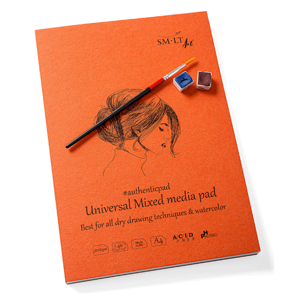 Блокнот-склейка AUTHENTIC (mixed media) А4 200г/м2 40л белый цвет SM-LT Art