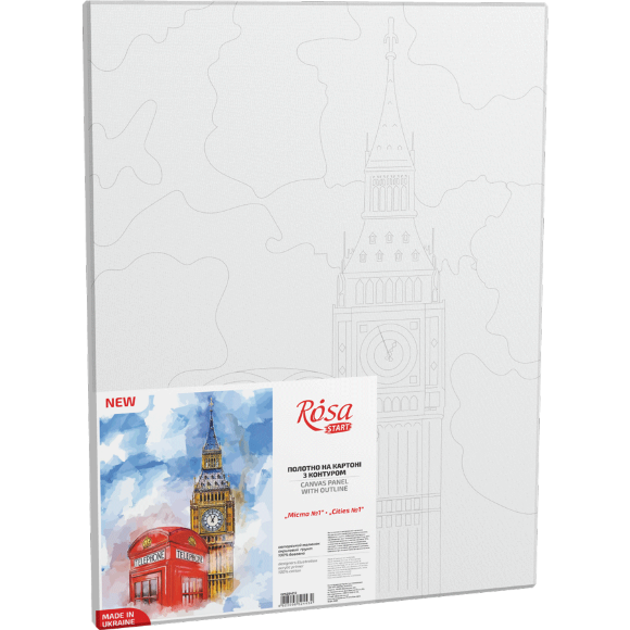 Полотно на картоне с контуром Города №1 30х40 хлопок акрил ROSA START