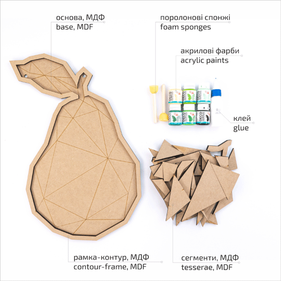 Набор для творчества 3D картина панно-мозаика Груша МДФ 30х42см ROSA Talent