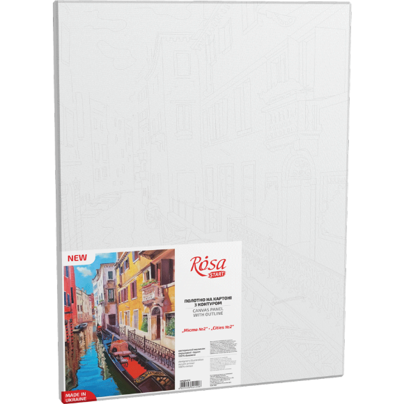 Полотно на картоне с контуром Города №2 30х40 хлопок акрил ROSA START