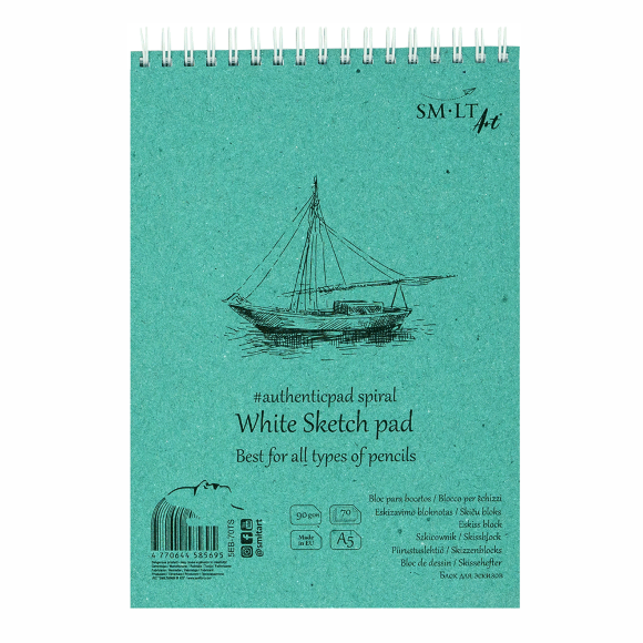 Альбом для эскизов на спирали AUTHENTIC 90г/м2 70л белый цвет SM-LT Art Альбом для эскизов на спирали AUTHENTIC 90г/м2 70л белый цвет SM-LT Art