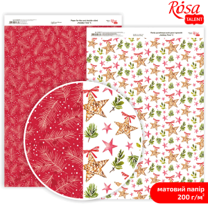 Бумага дизайнерская двусторонняя матовая „Holiday Time“ 5 21х29,7см 200г/м2 ROSA TALENT