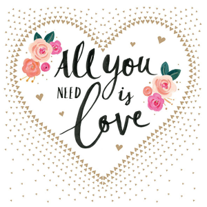 Декупажные салфетки "Все что тебе нужно это Любовь" 33х33см 18,5г/м2 20шт Ambiente