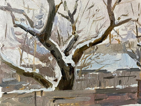 Картина миниатюра Во дворе, художник Кокин Михаил Картина миниатюра Во дворе, художник Кокин Михаил