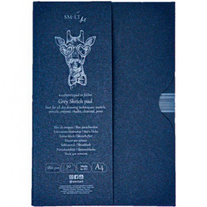 Склейка для эскизов в папке AUTHENTIC А4 180г/м2 30л серый цвет SM-LT Art