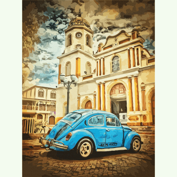 Полотно на картоне с контуром Города №3 30х40 хлопок акрил ROSA START