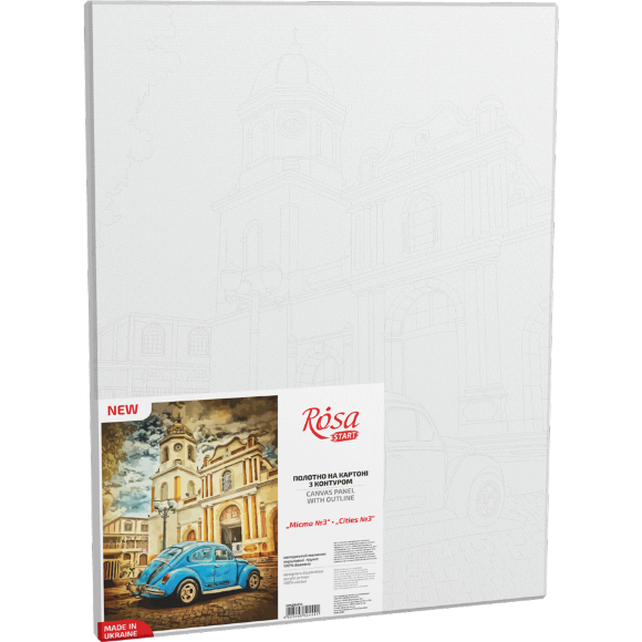 Полотно на картоне с контуром Города №3 30х40 хлопок акрил ROSA START