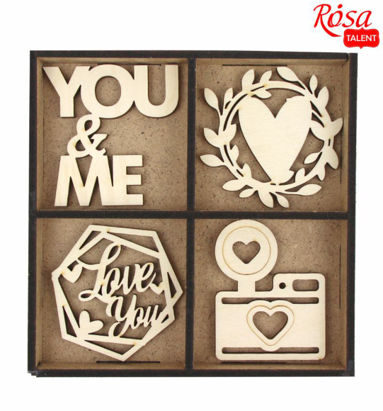 Набор заготовок „Love you“ 1 фанера 13х13см 12шт ROSA TALENT