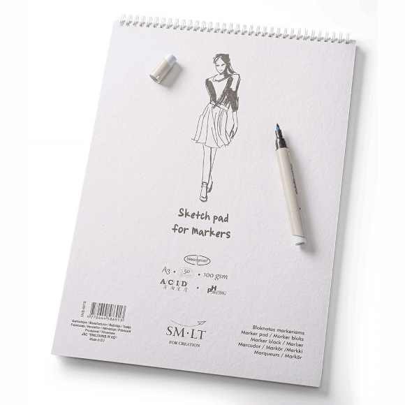 Альбом для маркеров на спирали AUTHENTIC А4 100г/м2 50л белый SM-LT Art