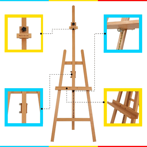 Мольберт стационарный 6031 типа бук А 57×64×145см мак. высота полотна 109см MEEDEN