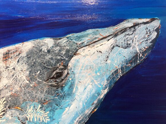 Painting Blue whale, artist Adkozalova Viktoria Painting Blue whale, artist Adkozalova Viktoria
